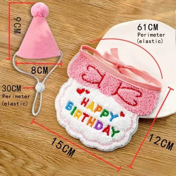Adorable Cat Puppy Birthday Party Hat & Bandana Set Doggy Cat Adjustable Drool Scarf Accessories Pet Birthday Costume Supplies - Image 6