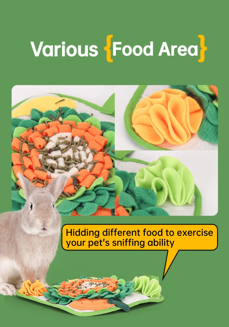 Pet Sniffing Mat Rabbit Feeding Mat Hamster Sniffing Training Toy Foraging Blanket Emotional Relief Slow Eating Pad - Image 4