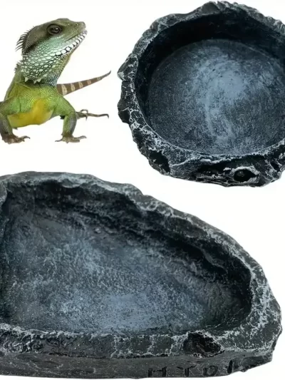 1 Pcs Realistic Stone - like Reptile Feeding and Water Bowls Safe and Durable Ideal for Bearded Dragons and Other Small Reptiles