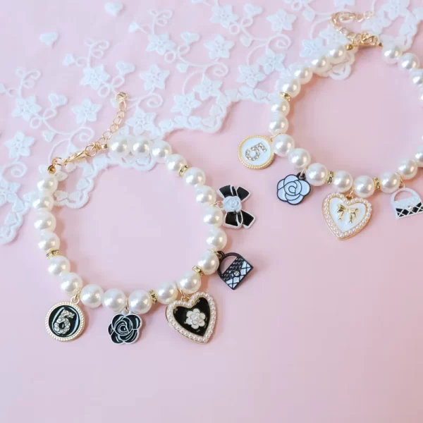 Pet Pearl Collar Little Cat Dog Love Pearl Necklace Cute Dog Jewelry Pet Accessories Puppy Necklace Bow Ties Dogs Pet Products - Image 3