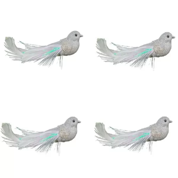 4 Pcs Cute With Clip Christmas Feather Bird Sparkling Vivid Simulation Bird Handmade Colorful Bird Ornaments Xmas Tree Decor - Image 10