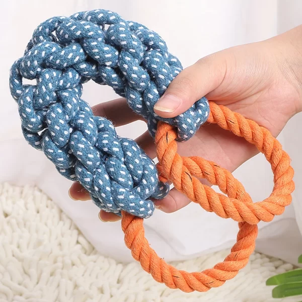 1PC Handwoven Pet Dog Toy for Teeth Cleaning And Chew Fun Random Color Natural Bite Rope Dog Plaything - Image 2