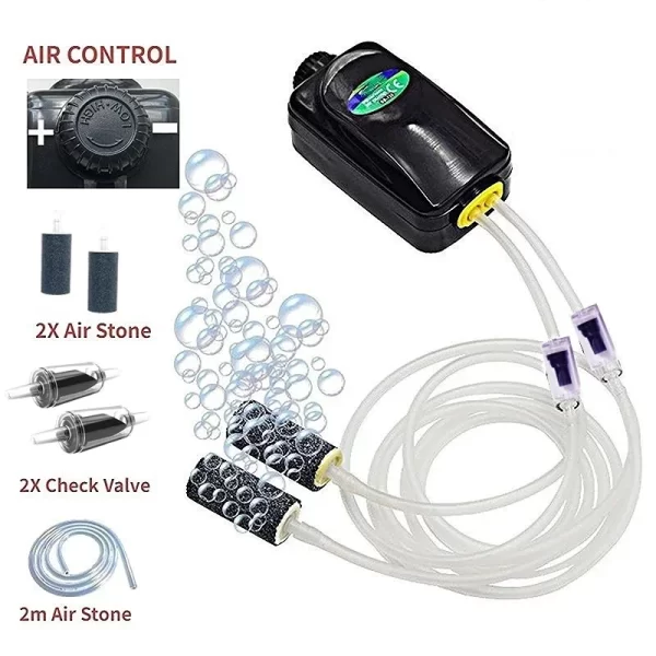 Aquarium Air Pump Fish Tank Mini Compressor Single Double Outlet with Check Valve Tube Aquatic Accessories 220V 3W 5W - Image 9