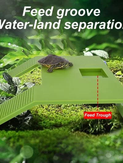 S/M Fish Tank Turtle Basking Platform Turtle Climbing Platform with Suction Cup Turtle Ramp Ladder for Amphibian Pet Aquarium