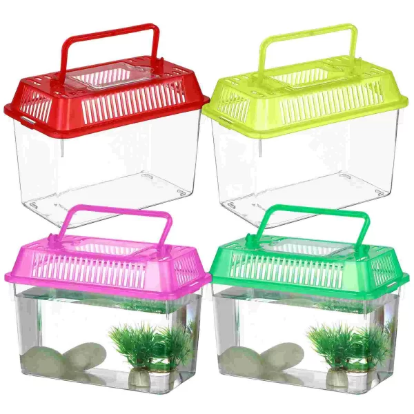 4 Pcs Mini Portable Fish Tank Small Turtle Accessories for Transparent Tortoise Holder Plastic Breeding with Cover Child - Image 6