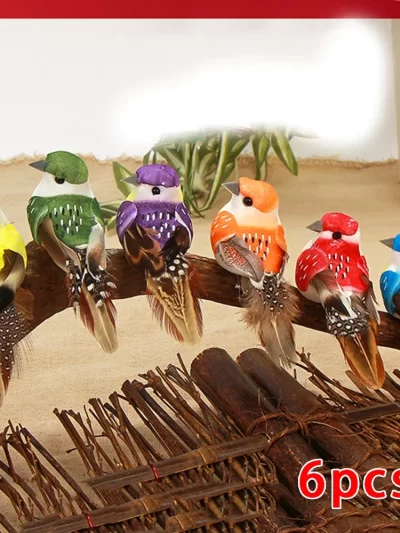 6 X Artificial Birds Fake Foam Animal Simulation Feather Birds Models DIY Wedding Home Garden Ornament Decoration