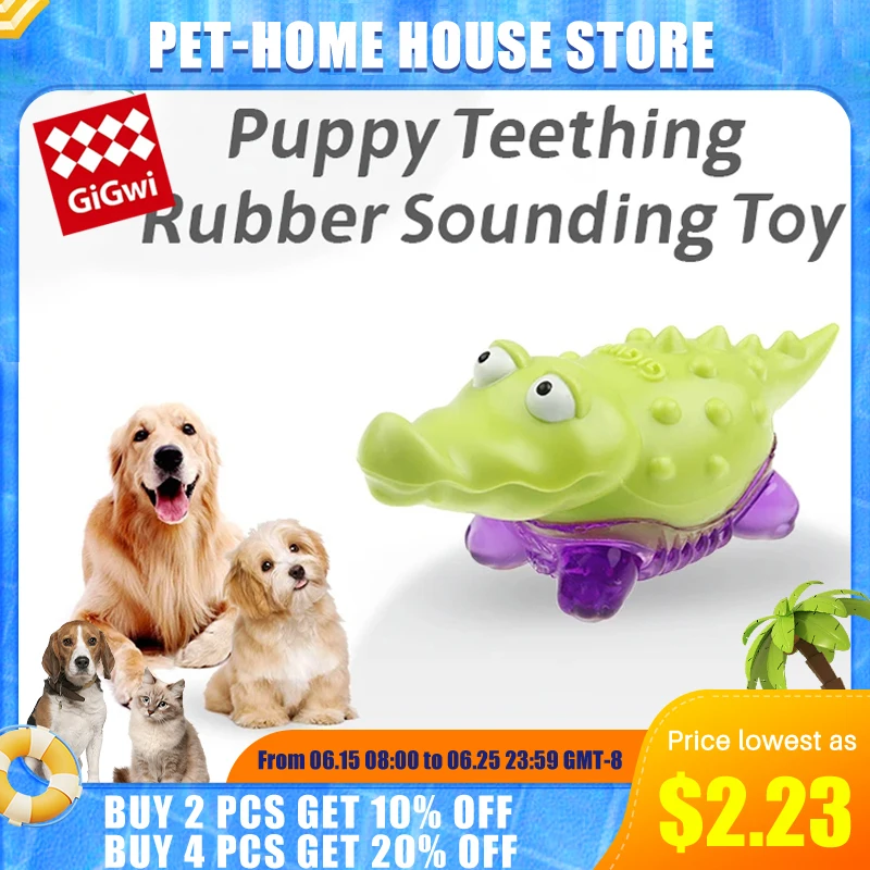 GiGwi Pet Toys Suppa Puppa Series Bite Resistance Bouncy And Assorted Colors for Small/Medium Dogs for Puppy Molar Sounding Toys