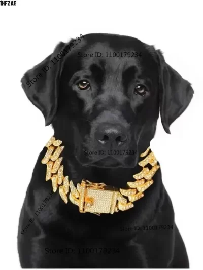 Luxury Designer Thorn Cat Dog Collars Bling Diamondd Cuban Chain Dogs Necklace Gold Silver Biocolor Pet Jewelry Accessories 16mm