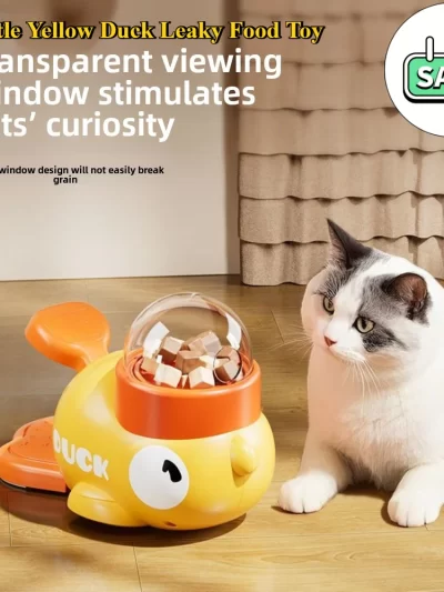 Yellow Duck Interactive Dog Food Dispenser Feeder for Cats Puzzle Durable Plastic Training Toys Cat Snack Feeding and Water Pet