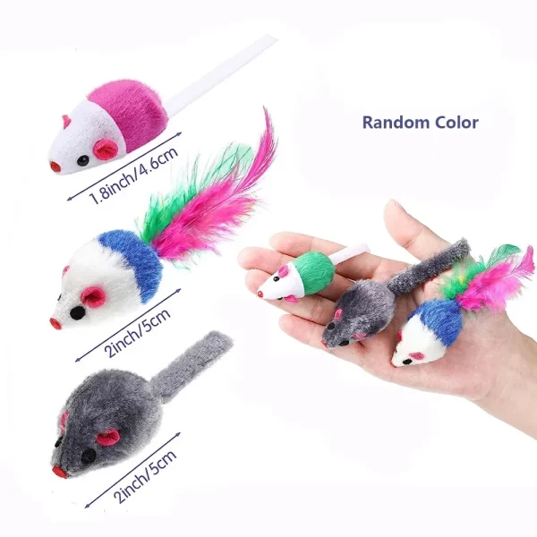 Rattle Cat Mouse Toys Also Prefilled Catnip Faux Fur Cat Mice Toys Interactive Cat Game Catnip Toys for Indoor Cats Play Fetch - Image 2