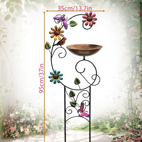 Metal Bird Bath with Trellis for Outdoor, Garden Plant Support, Garden BirdBath for Climbing Plants with Detachable Iron Bowl - Image 5