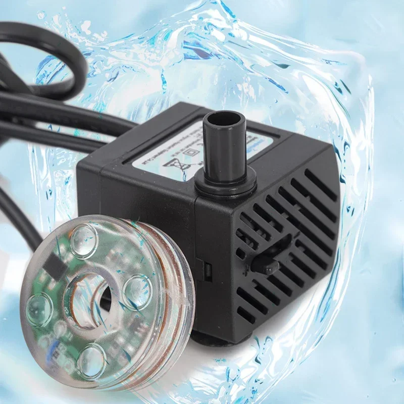 3W/5W Submersible Aquariums Fish Tanks Water Pump with Colorful LED Lights for Fishbowl and Outdoor Fountains