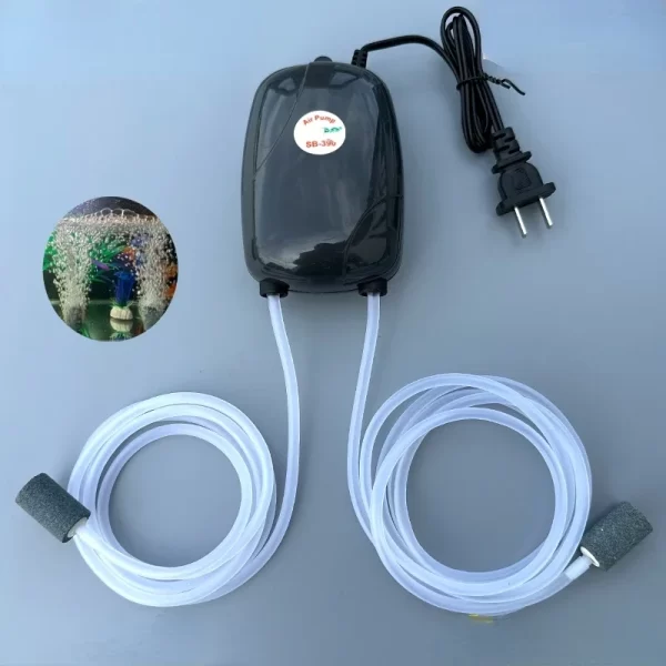 Aquarium Air Pump Fish Tank Mini Compressor Single Double Outlet with Check Valve Tube Aquatic Accessories 220V 3W 5W