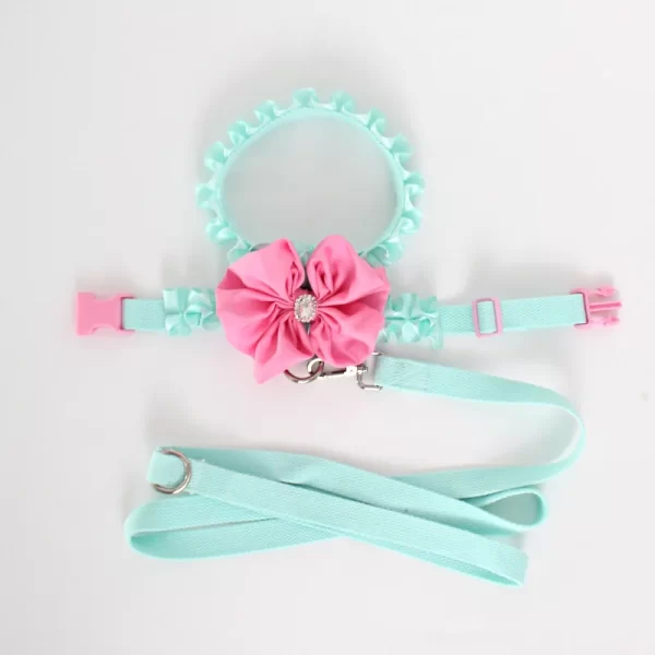 Green Pet Dog Harness Leash 2 Set Fashion Korean Pink Bow Teddy Collar Dog Walking Rope Chain For Small Medium Pet Dog Harness - Image 6