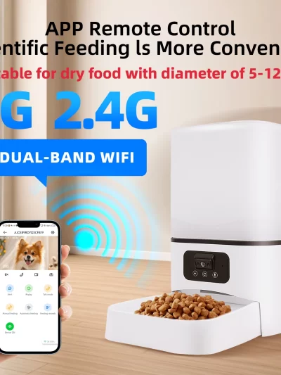 6L intelligent automatic cat feeder with night vision camera dry food video pet intelligent voice recording, cat and dog feeder