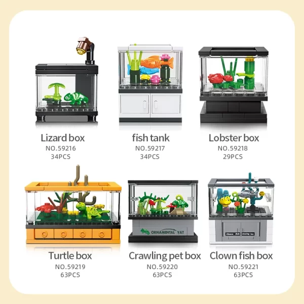 Fish Tank Building Blocks Set Pet Creative Diy Educational Building Blocks Toy Home Furniture City Building Bricks Children Toys - Image 2