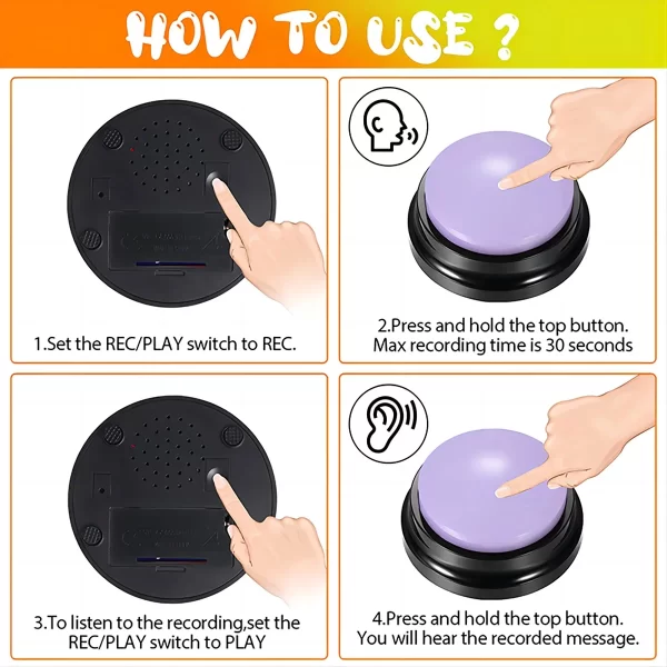 Dog Toys Fun Dogs Can Record Pet Toys Travel Talking Pet Starter Pet Talking Button Portable Cute Pet Training dog toys - Image 5