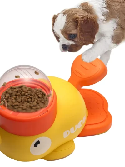 Dog Puzzle Feeder Cartoon Duck Design Pet Snack Feeder Anti-Slip Pet Automatic Feeder Toys Food Utensils for Dog Cat Training