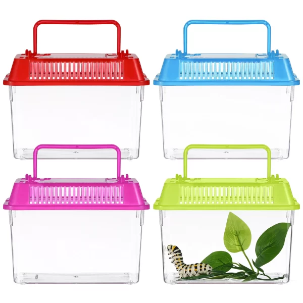4 Pcs Mini Portable Fish Tank Small Turtle Accessories for Transparent Tortoise Holder Plastic Breeding with Cover Child - Image 7