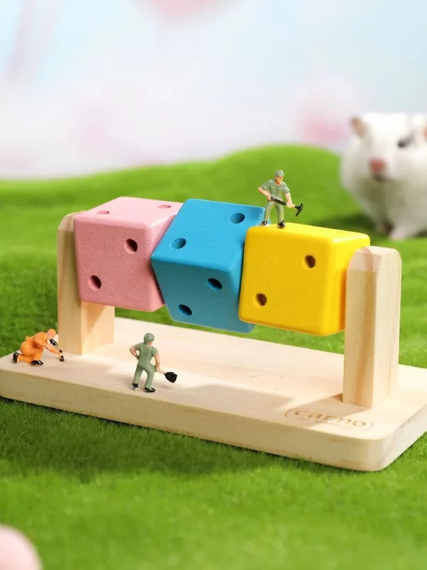 1pc Funny Colorful Wooden Rubik's Cube-shaped Interactive Chewing Toy for Small Pet Birds Parrots Hamsters Boredom Relief Toys - Image 11
