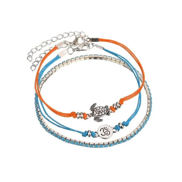 3pcs Animal Turtle Charm Anklet Sets For Women Waterproof Rope Chain Adjustable Ankle Bracelet Foot Jewelry Accessories - Image 5