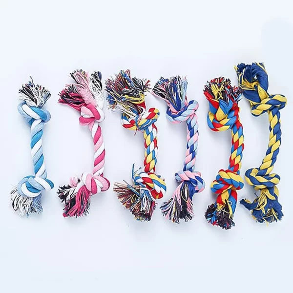 Random Color Pet Dog Toy Bite Rope Double Knot Cotton Rope Funny Cat Toy Bite Resistant and Sharp Teeth Pet Supplies Puppy Toys - Image 6