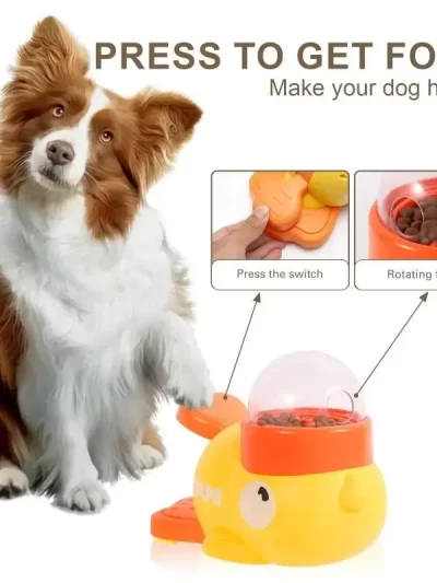 Interactive Pet Feeder Food Cartoon Duck Design Food Dispenser Automatic Pet Feeder Toys for Dog and Cat Training