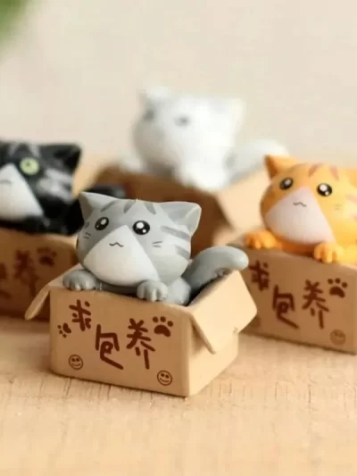 4pcs Mini Cat Ornament Garden Kitten Statue Gift For Kids Children Baby Room Cute Kawaii Toy Miniature Figurines Home Decoration