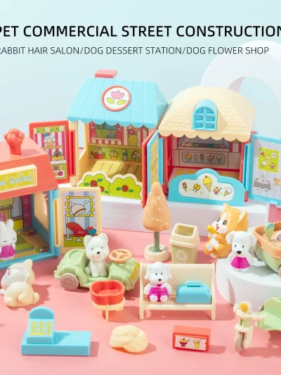 Pretend Play Toy Fashion Mini Pets Cat House Toys For Children Play House Interactive Cat Care Center Toy Accessories Kids new