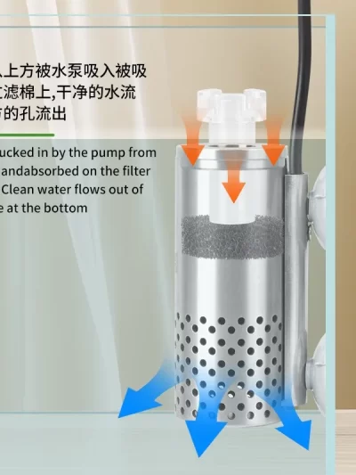 Fish tank oil removal film stainless steel USB filter self-priming floating head oil film processor Aquarium cleaning products
