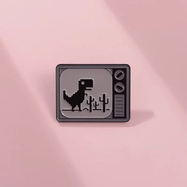 Pixel style animal enamel pins Retro TV little dinosaur brooch Backpack Hat Lapel Accessories Metal Badge Gift Jewelry Wholesale - Image 2