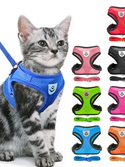 Cat Harness Vest Walking Lead Leash For Puppy Dogs Collar Polyester Adjustable Mesh Dog Harness For Small Medium Pet Accessories