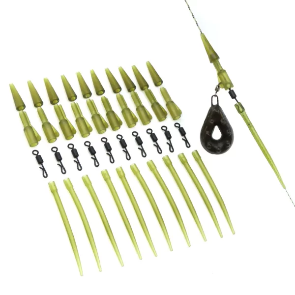 10 Set Carp Fishing Accessories Helicopter Hair Rig Tackle Kit Anti-tangle Sleeve QC Fishing Swivel Lead Clip For Fishing Tool - Image 6