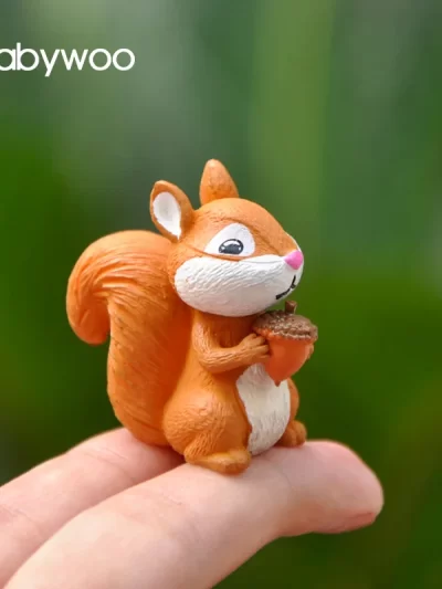 Small Squirrel Miniature Figurines Kawaii Animal Fairy Garden Toy Dollhouse Cake Decoration for Home DIY Terrarium  Accessories