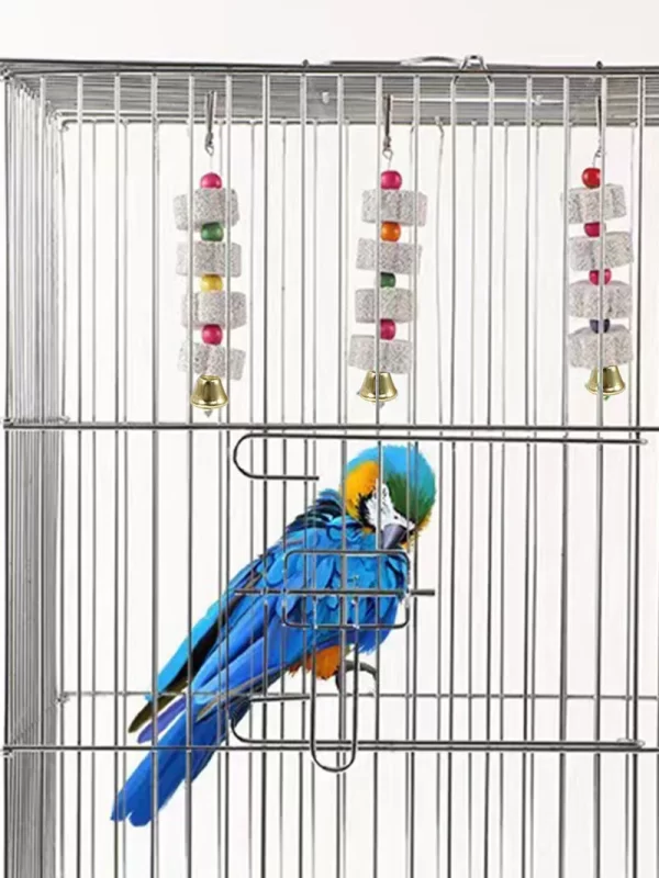 Bird Cage Toy Mineral Molar Stone Chewing Toy Flower Shape Hanging Type with Bells Sounding Toy for Parrot Bird Accessories - Image 13