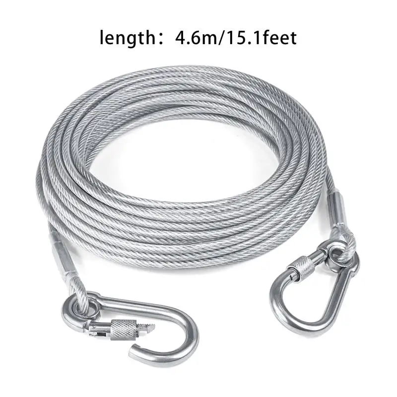 Steel Wire Dog Leashes With Two Head Dogs Anti-Bite Tie Out Cable For Big Pets Outdoor Double Steel Wire Rope Lead - Image 7