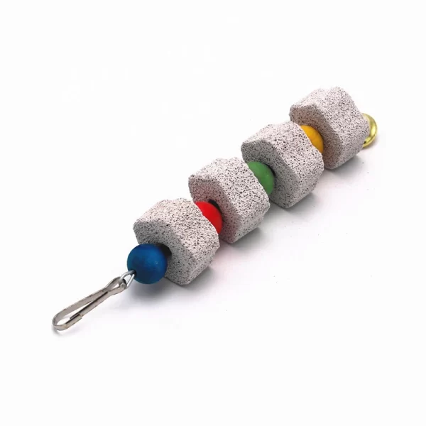Bird Cage Toy Mineral Molar Stone Chewing Toy Flower Shape Hanging Type with Bells Sounding Toy for Parrot Bird Accessories - Image 4