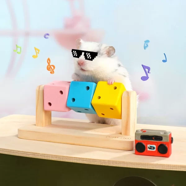 1pc Funny Colorful Wooden Rubik's Cube-shaped Interactive Chewing Toy for Small Pet Birds Parrots Hamsters Boredom Relief Toys - Image 2