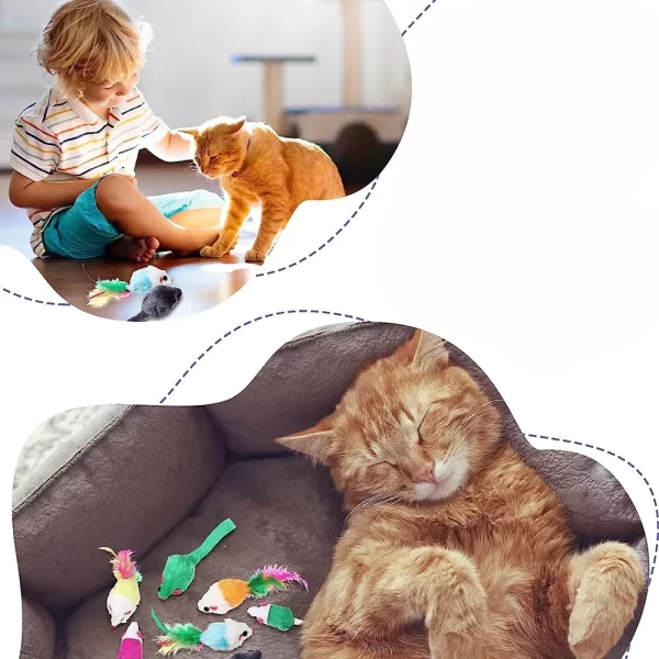 Rattle Cat Mouse Toys Also Prefilled Catnip Faux Fur Cat Mice Toys Interactive Cat Game Catnip Toys for Indoor Cats Play Fetch - Image 12