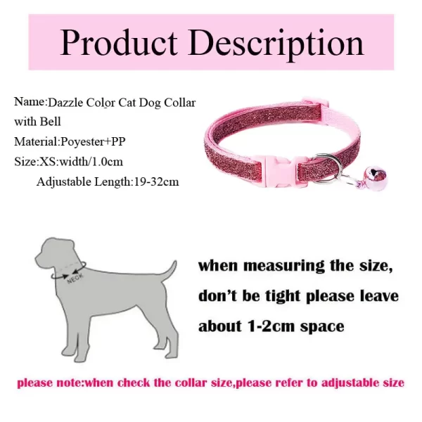 Sequin Pet Cat Collar With Bell Safety Buckle Small Dog Collar Adjustable Gato Necklace Puppy Kitten Collier Chain Quick Release - Image 4