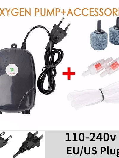 Aquarium Air Pump Fish Tank Mini Compressor Single Double Outlet with Check Valve Tube Aquatic Accessories 220V 3W 5W