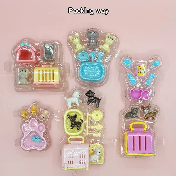 Dollhouse Item Kawaii Mini Dog Doll Accessories Puppy Cat Set Plastic Mini Items Toys for Children 3+ Funny Educational Toy - Image 2