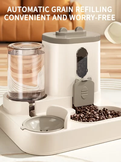 2-in-1 cat food water dispenser, fully automatic feeding and drinking machine, cute pet water kettle