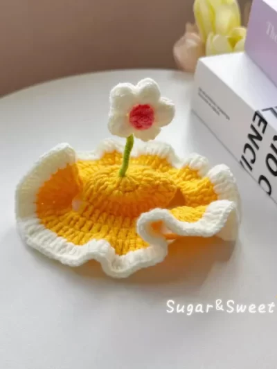 Pet Hair Decoration Cute Flower Cat Hat Funny Dress Up Supplies Headgear Cat Dog Accessories Kittens Knitted Hat