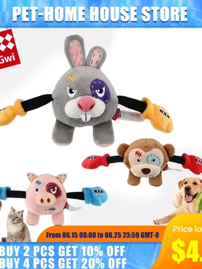 GiGwi Newest Pet Toys Cute Boxer Panda Series Sound Paper Molar Teeth Sounding Plush Washable Toy for Small Dog Puppy Pets Toy