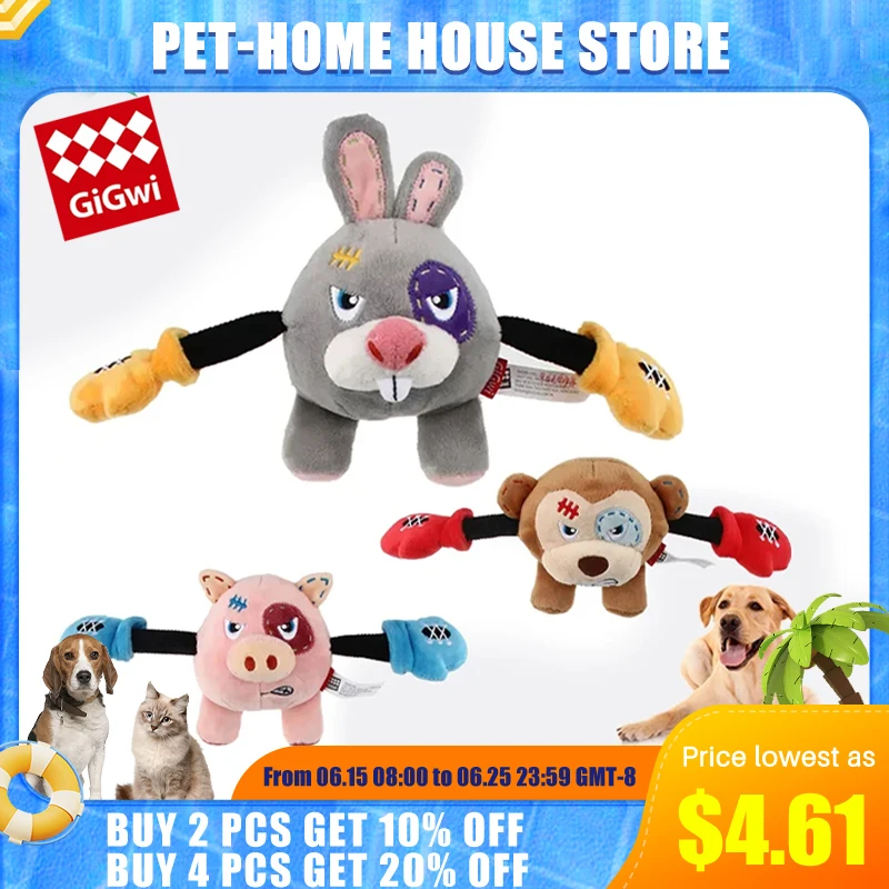 GiGwi Newest Pet Toys Cute Boxer Panda Series Sound Paper Molar Teeth Sounding Plush Washable Toy for Small Dog Puppy Pets Toy