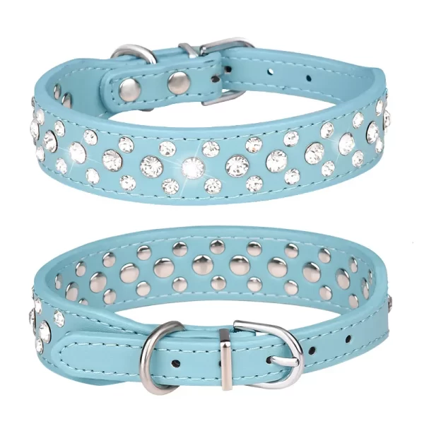 Pet collars for small dogs, pet collars, rhinestone PU collars for cats and dogs, adjustable to prevent pets from being lost - Image 6