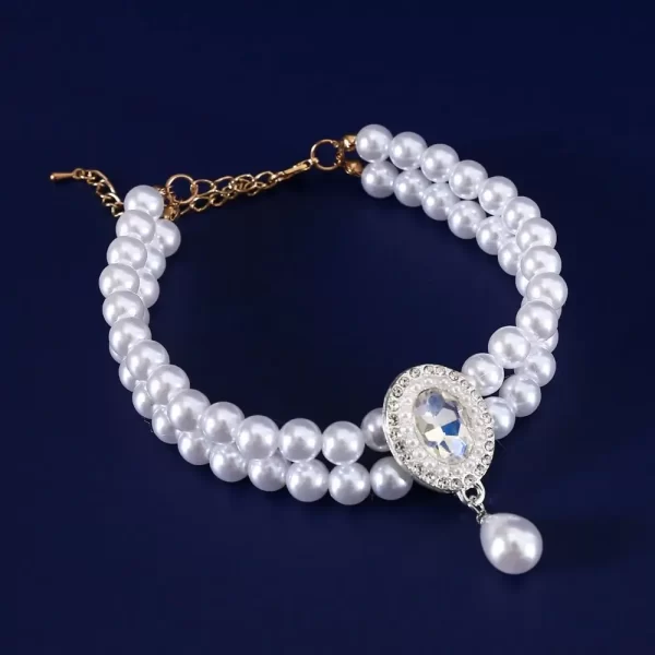 Pet Accessories Double Layer Pearl Pet Necklace Sweet Flower Pendant Cat Neck Chain Adjustable Pet Pearl Collar For Cats Puppy - Image 7