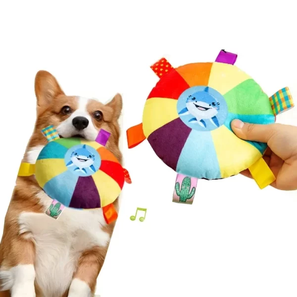Funny Rainbow Plush Flying Saucer Dog Toys Outdoor Interactive Training Games Chew Toy Pets Flying Discs Toys Dog Accessories - Image 4