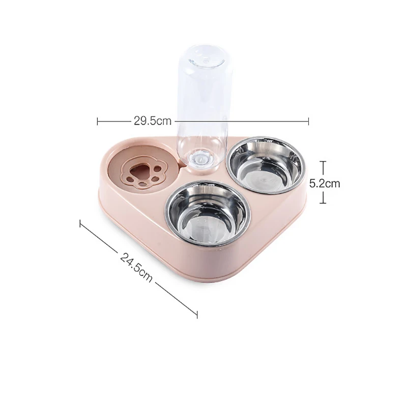 Dog And Cat Self-service Feeder Anti-knock Double Bowl Water Bottle Pet Supplies Stainless Steel Feeder Cat Drinking Fountain - Image 5
